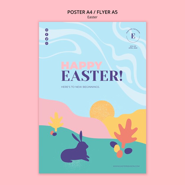 Free PSD happy easter day flyer template