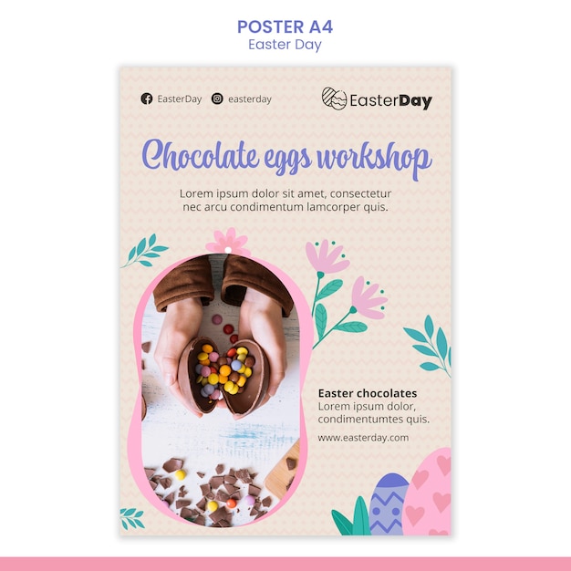 Happy easter day flyer template