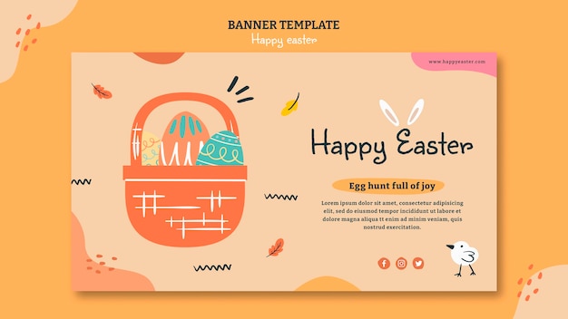 Free PSD happy easter day horizontal banner template