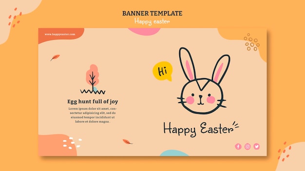 Free PSD happy easter day horizontal banner template