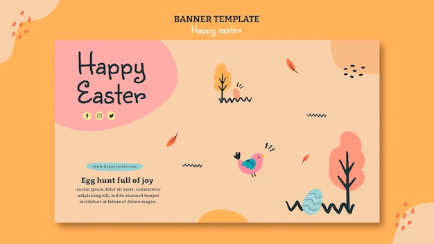 Free PSD happy easter day horizontal banner template