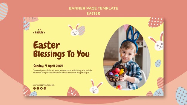 Happy easter day horizontal banner