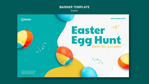 Happy easter day horizontal banner