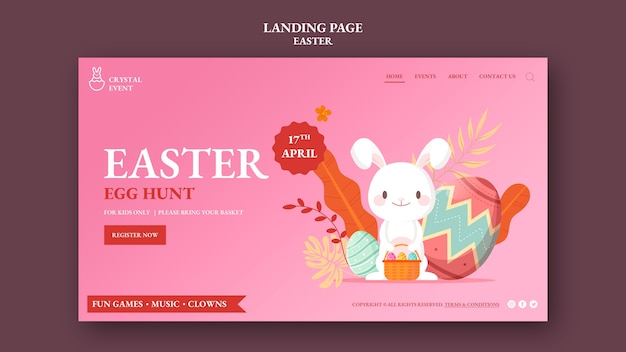 Happy easter day landing page template