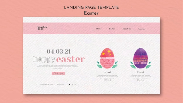 Free PSD happy easter day landing page