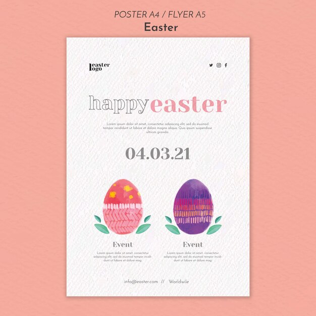 Happy easter day poster template