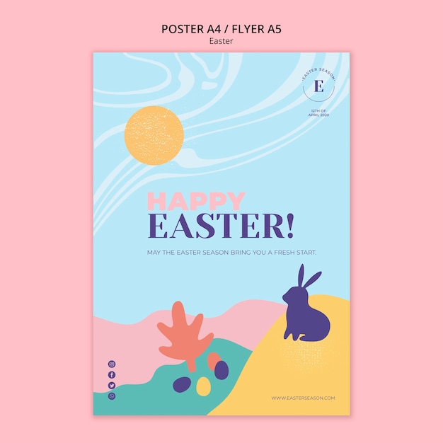 Free PSD happy easter day poster