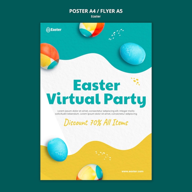 Happy easter day realistic flyer template