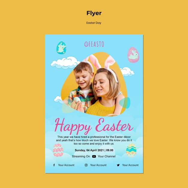 Happy easter flyer template