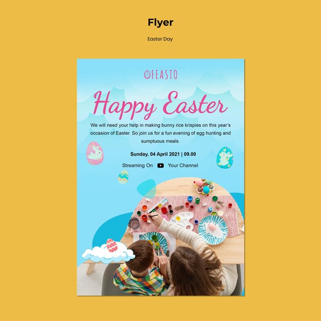 Happy easter flyer template