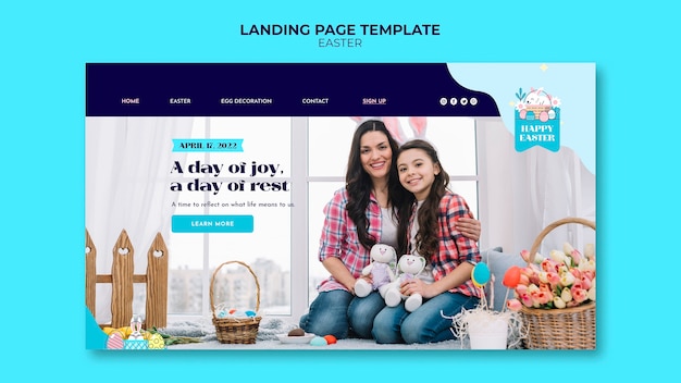 Free PSD happy easter landing page template