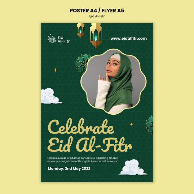 Happy eid al-fitr event flyer template