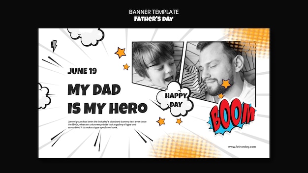 Free PSD happy father's day comic banner template