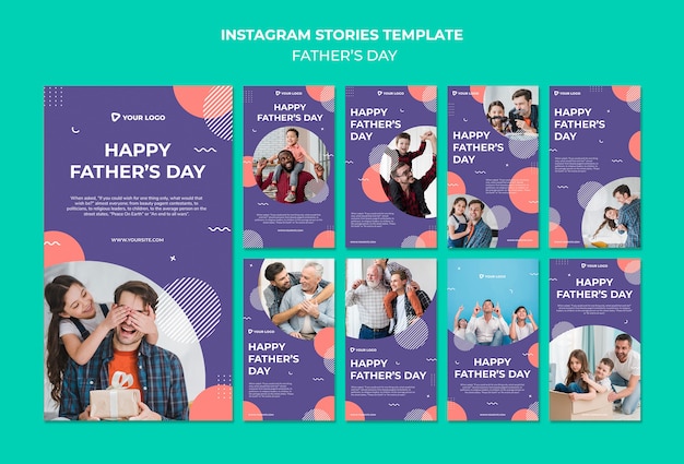 Free PSD happy father's day concept instagram stories template