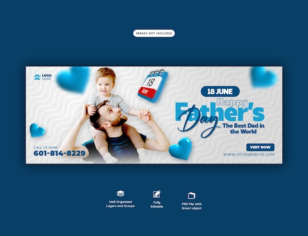 Happy fathers day Facebook cover banner template