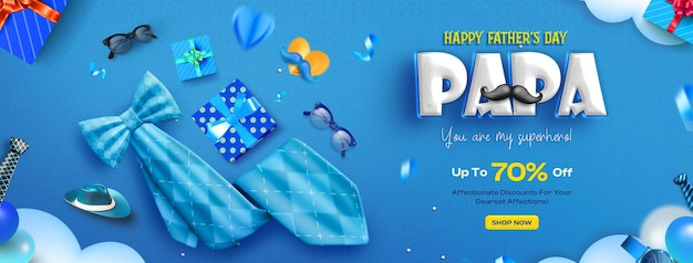 Free PSD happy fathers day sale social media cover design template with editable text effect