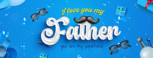 Free PSD happy fathers day social media cover design template with editable text effect