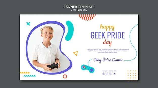 Happy geek pride day banner template