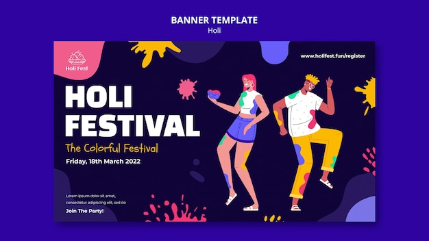 Happy holi festival banner template