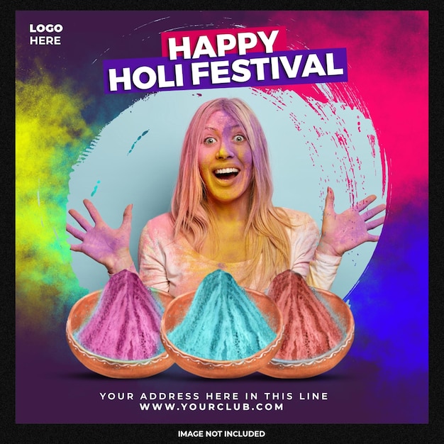 Free PSD happy holi festival social media posts