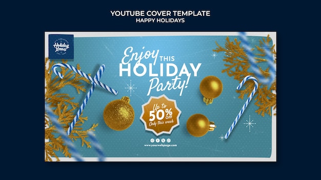 Free PSD happy holidays celebration youtube cover