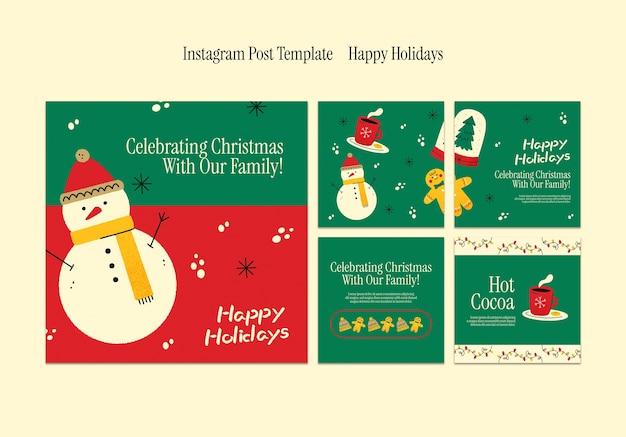 Free PSD happy holidays  instagram posts