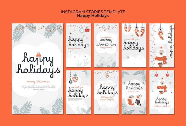 Free PSD happy holidays  instagram stories