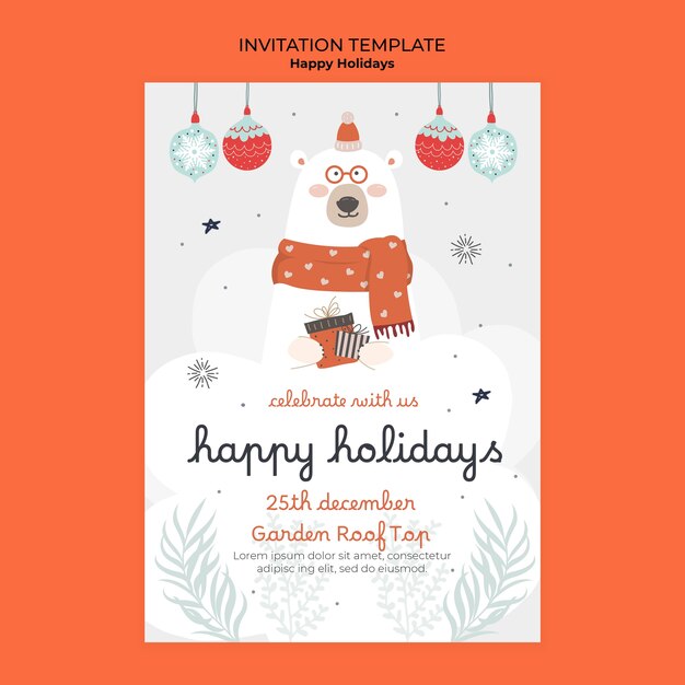 Happy holidays  invitation template