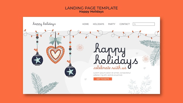 Free PSD happy holidays  landing page template