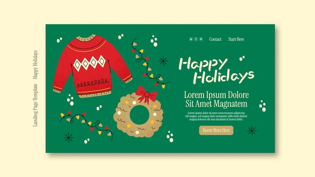 Free PSD happy holidays  landing page template