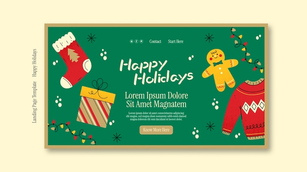 Free PSD happy holidays  landing page template