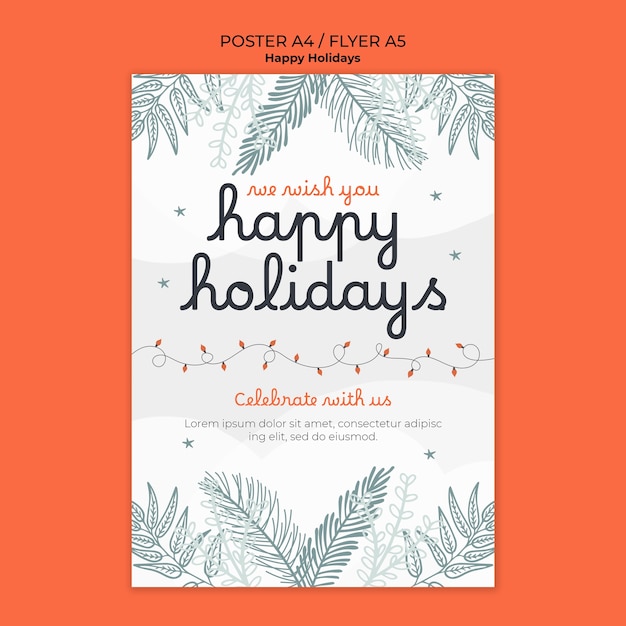 Free PSD happy holidays  poster template