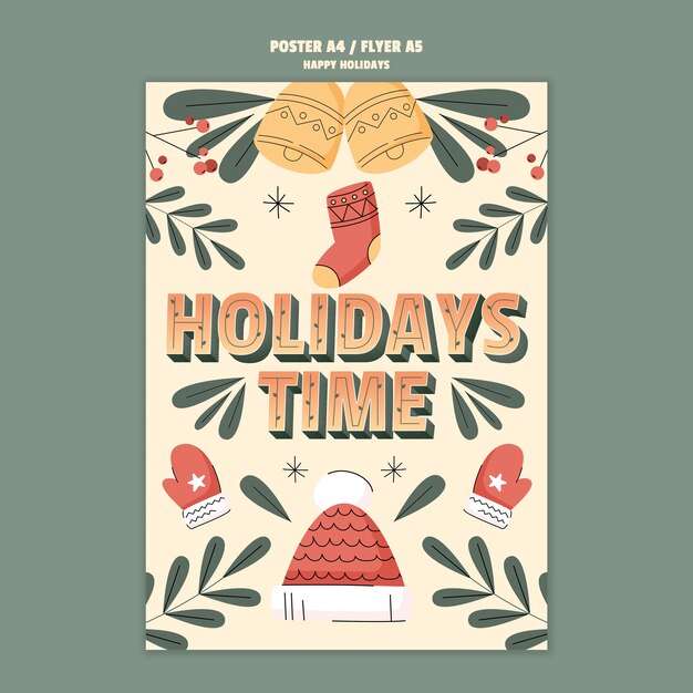 Free PSD happy holidays template design