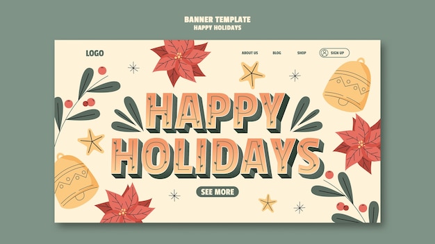 Free PSD happy holidays template design