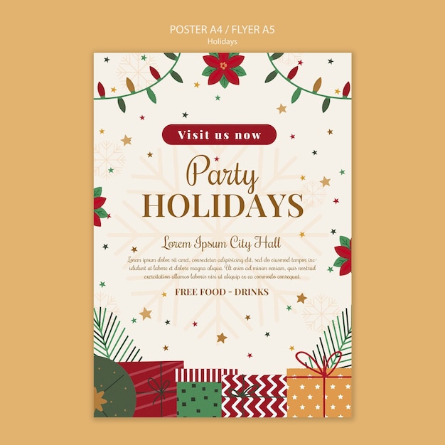 Free PSD happy holidays template design