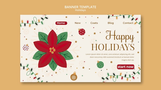 Free PSD happy holidays template design