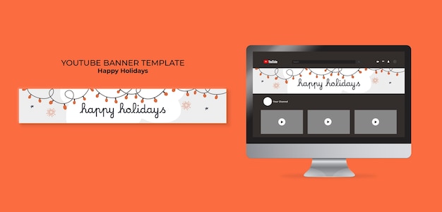 Free PSD happy holidays  youtube banner