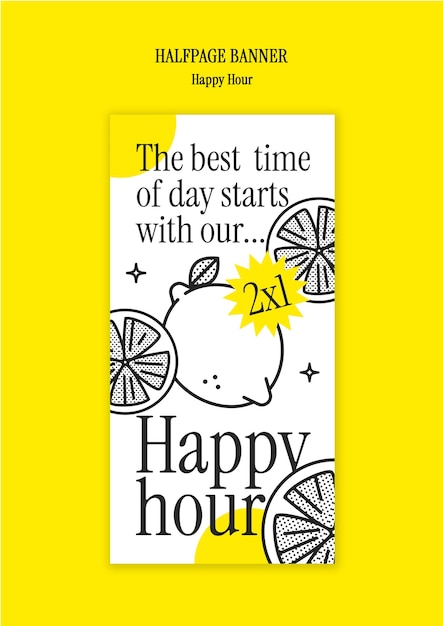 Free PSD happy hour celebration halfpage banner template