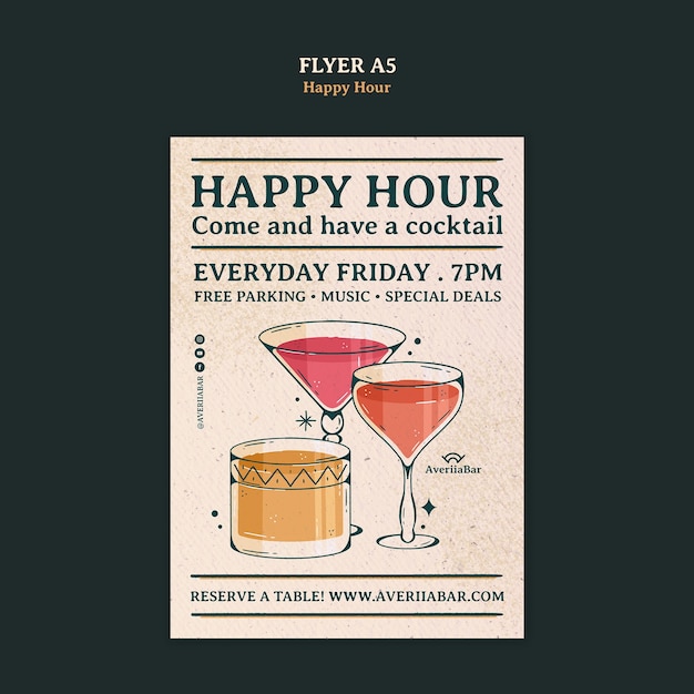 Free PSD happy hour celebration poster template