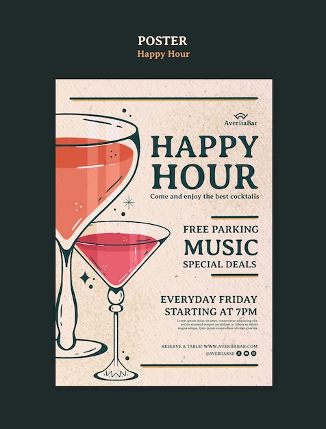 Free PSD happy hour celebration poster template