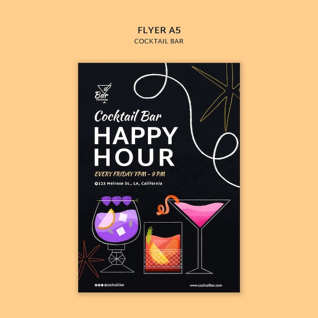 Free PSD happy hour celebration poster template