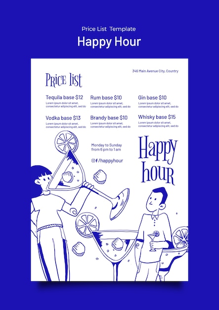 Free PSD happy hour template design