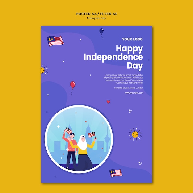 Free PSD happy independence day flyer template