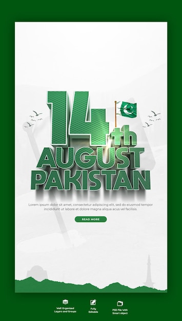 Free PSD happy independence day pakistan facebook and instagram story post template