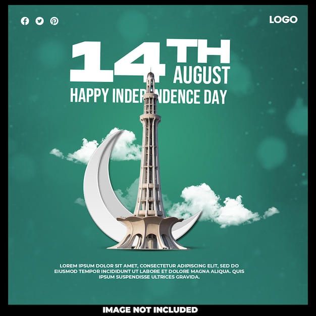 Free PSD happy independence day pakistan social media post design