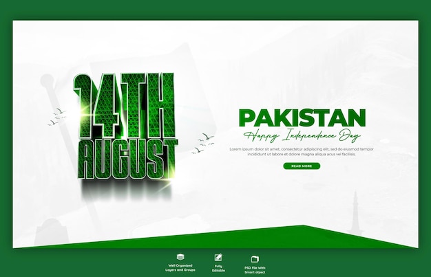 Happy independence day Pakistan web banner or background template