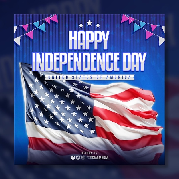 Free PSD happy independence day of usa social media post design template