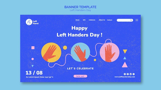 Free PSD happy left handers day banner template