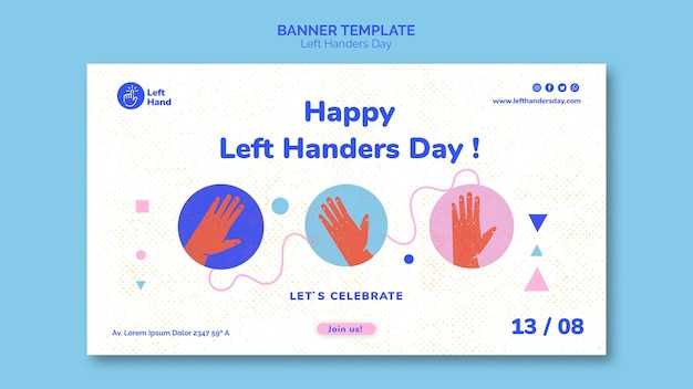 Free PSD happy left handers day banner template