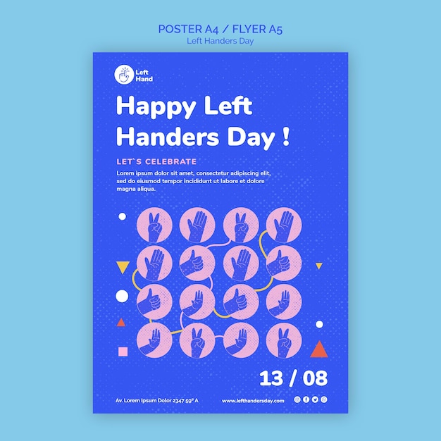 Free PSD happy left handers day flyer template